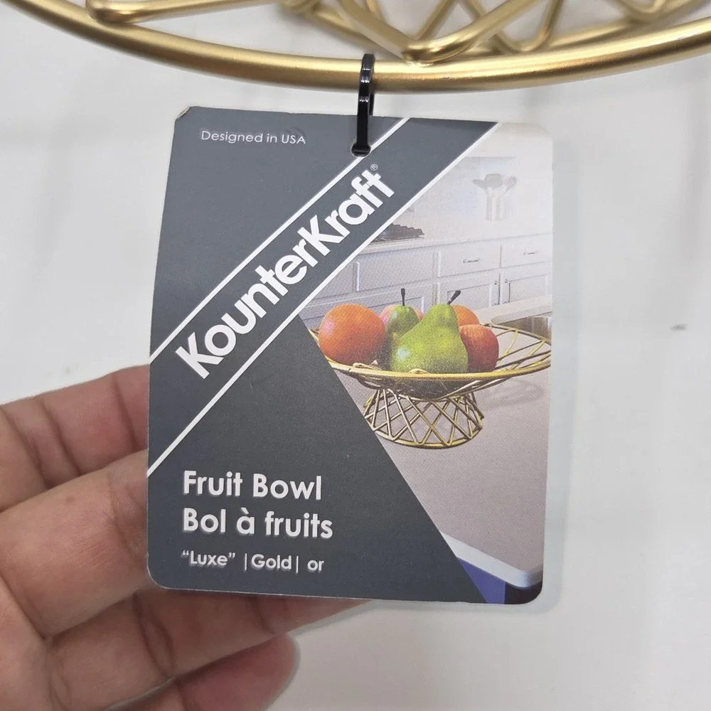 Kounter Kraft 12in Wire Metal Fruit Basket Decorative Pedestal Centerpiece Bowl